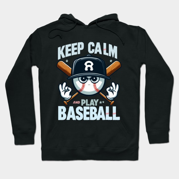 funny ball baseball keep calm and play baseball Hoodie by WOLVES STORE